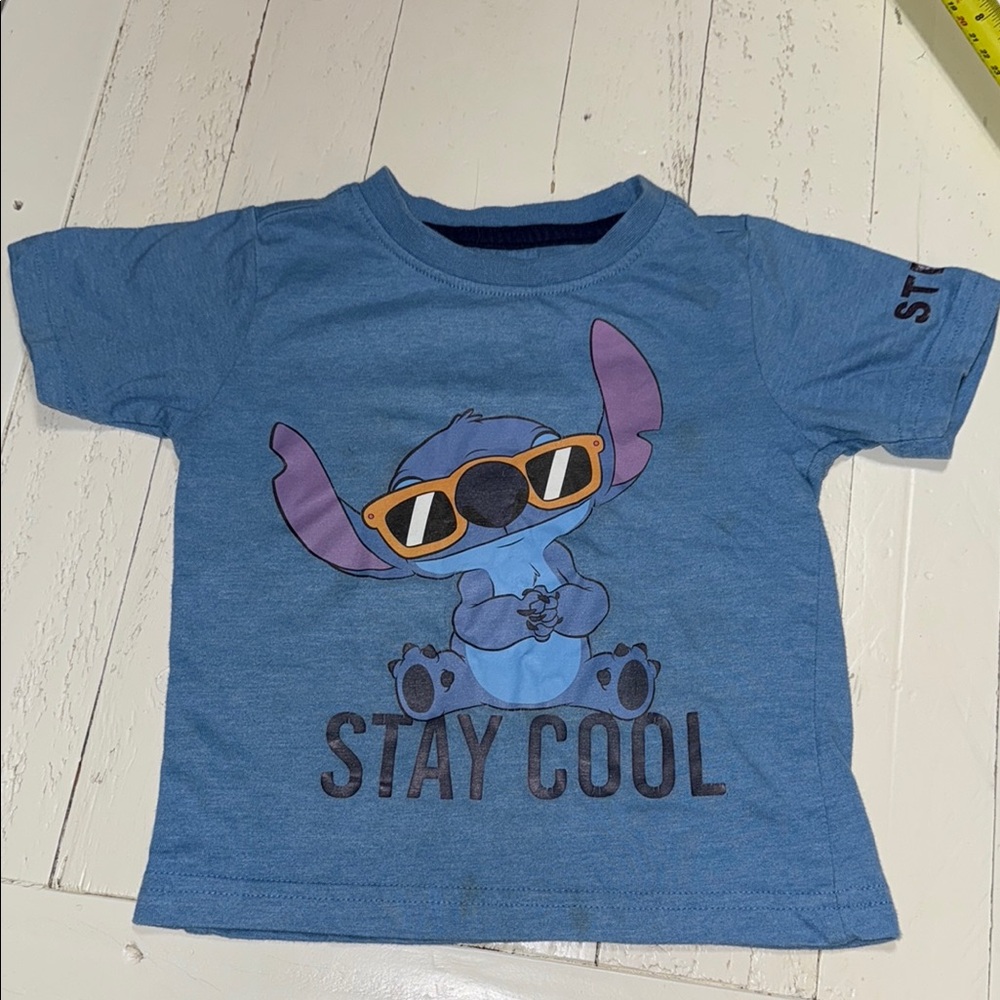🧡4T LILO and stitch Disney Blue Kids T-shirt with Stay Cool stitch Print